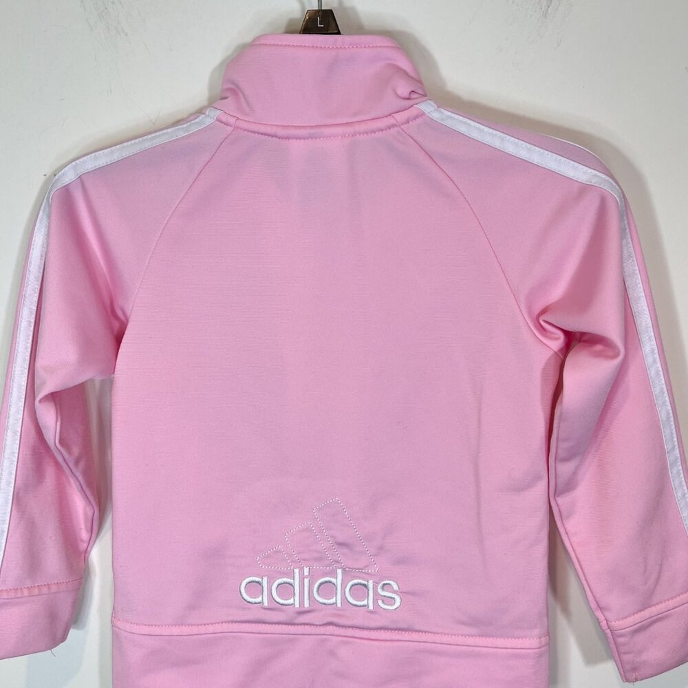 Adidas Girls Pink & White Full Zip Athletic Track Long‎ Sleeve Jacket Size 4T - Picture 4 of 8